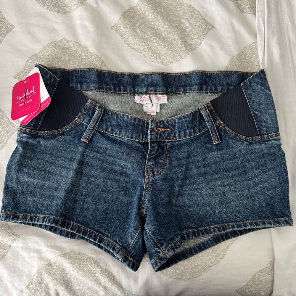 NEW Isabel Maternity by Ingrid & Isabel Side Panel Midi Maternity Jean Shorts